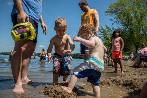 The swimming beach offers children opportunities for creativity and water fun.