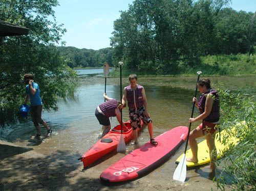 Paddleboards are available for rent in Lebanon Hills Regional Park