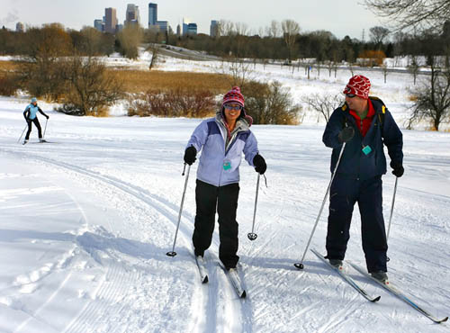 Cross country skiers on trail