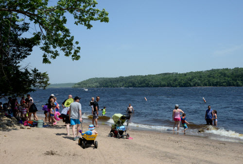 St. Croix Beach with families and children.