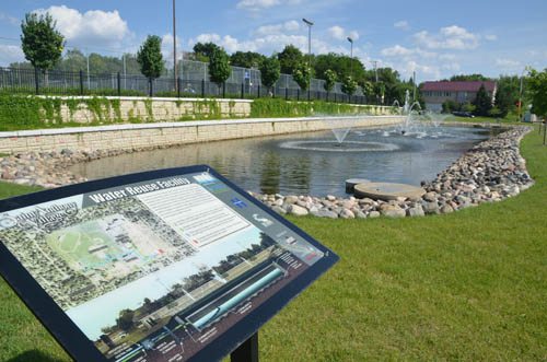 Educating the public about stormwater reuse is an important component of the proposed projects the Council is funding. Pictured here is an information display at the St. Anthony Village water reuse facility.