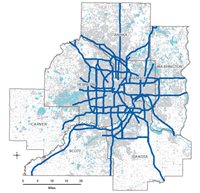 Maps showing parks, roads and wastewater treatment plants in 1967 and 2017.