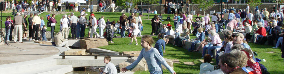 People gathering in a park