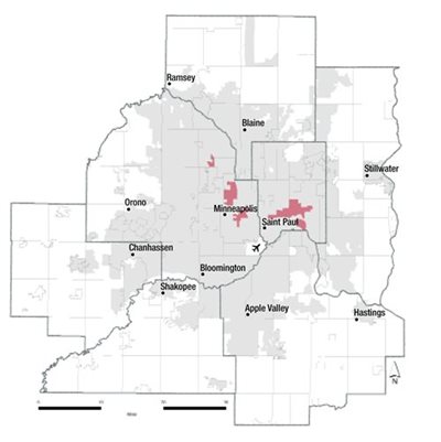 This map shows the location of Type A census tracts.