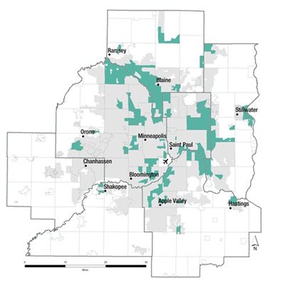 This map shows the location of Type C census tracts.