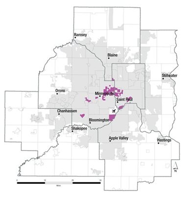 This map shows the location of Type D census tracts.