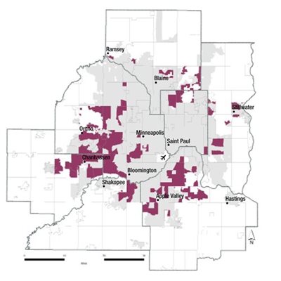 This map shows the location of Type G census tracts.