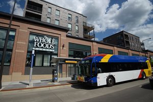 St. Paul, Snelling Avenue. A new station for the A Line Rapid Bus resulted from coordination between the City of St. Paul, Metro Transit, and the developer of the Vintage on Selby, the Excelsior Group.