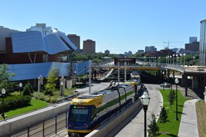 METRO Green Line transitway on the East Bank of the University of Minnesota