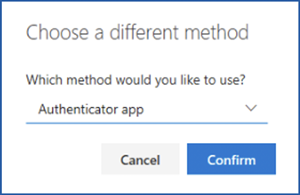 Screengrab of the option to choose a different method. Details in text on the page.