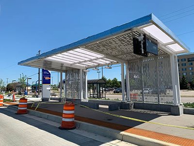 A bus rapid transit station under construction.