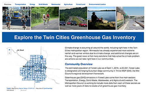 Screenshot of the greenhouse gas inventory tool