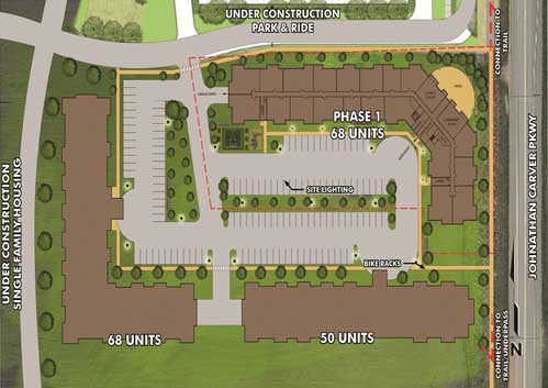 Plan for the Carver Crossings multi-family development.