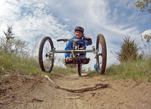 Regional parks are accessible with people to disabilities, and some have special features  like this adaptive bike trail in the Three Rivers Park District. (Photo courtesy Three Rivers Park District.)