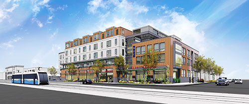 Rendering of "Northwest University & Dale," a mixed-use redevelopment project near the Dale Street LRT Station.