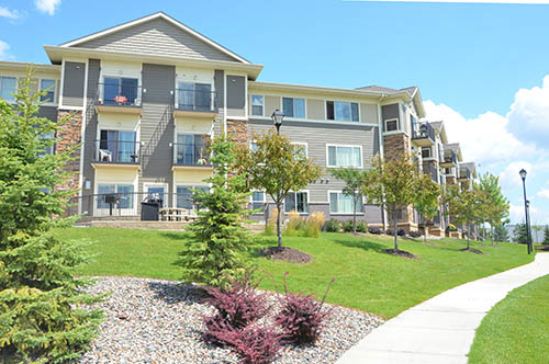 A three-story housing building.