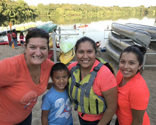 Council Parks Ambassador Celina Martina, left, with Paola Aguila (right) and her mother, Laura, and brother, Giovanni.