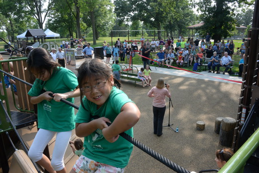 Children climb at an accessible playground that opened in 2014 at Wabun Picnic Area in Minnehaha Regional Park.