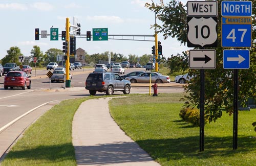 A portion of Foley Boulevard in Coon Rapids was reconstructed into a four-lane divided roadway with new signals and pedestrian bike trails.