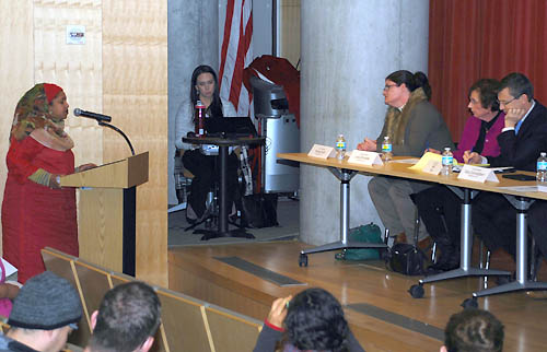 Metropolitan Council and Hennepin County Regional Rail Authority members listen to testimony at the Jan. 19 public hearing.