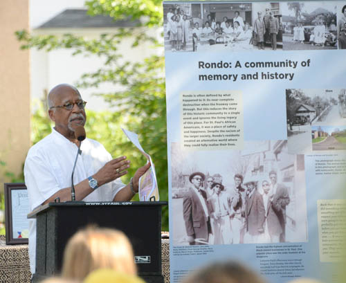 Marvin Anderson, speaking at a visioning celebration at the future Rondo Commemorative Plaza in 2015.