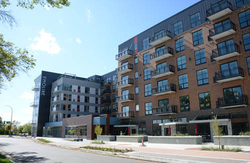 A new six-story apartment building.