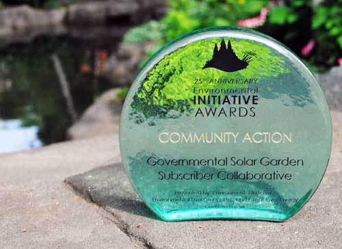 Environmental Initiative bestowed its Community Action award on the Governmental Solar Garden Subscriber Collaborative.