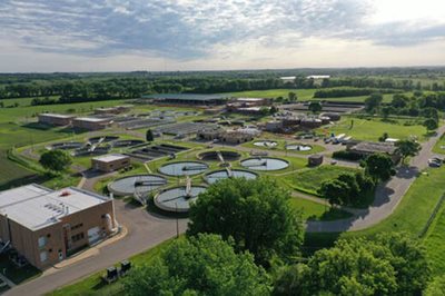 Aerial view of the Empire wastewater treatment plant.