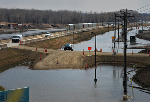 Flooding near a road.