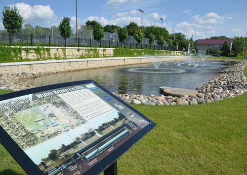 The Saint Anthony stormwater reuse facility captures and stores half a million gallons of stormwater that is used for irrigating City Hall and Central Park green spaces.