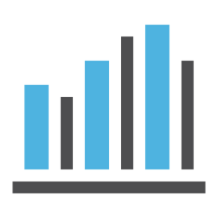 Icon of a generic bar chart with blue lines and black lines.