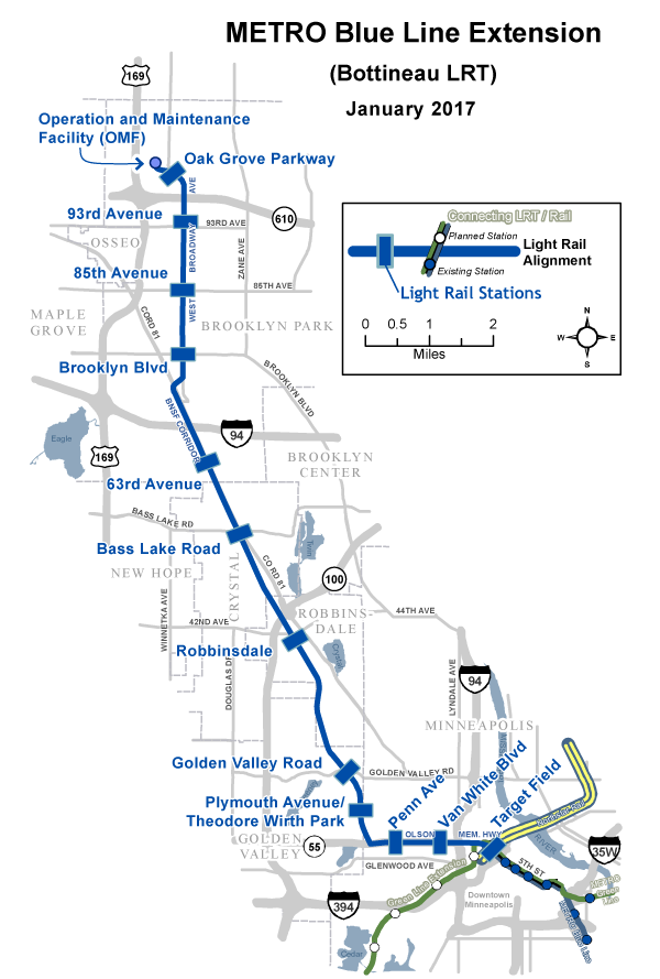 Metro Route Map Blue Line Route and Stations   Metropolitan Council