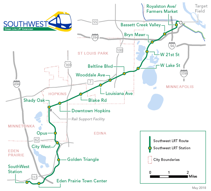 South West Rail Link Map Route and Stations   Metropolitan Council