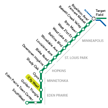 Station locator map showing position of City West Station