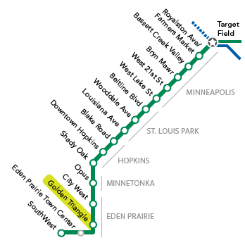 Station locator schematic showing Golden Triangle