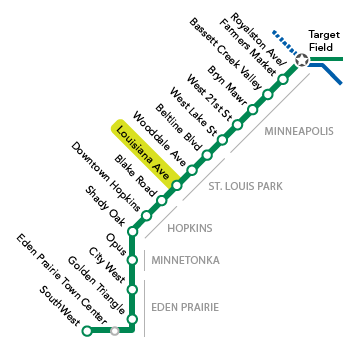 Station locator schematic showing position of Louisiana Avenue Station