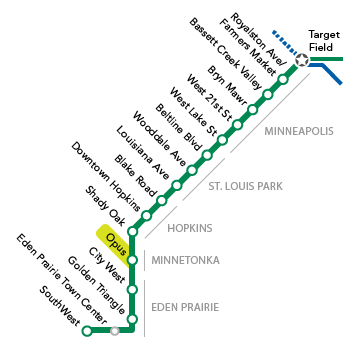 Station locator schematic showing position of Opus Station
