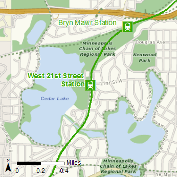 Map showing location of West 21st Street Station