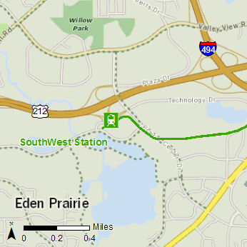 Map showing location of SouthWest Station