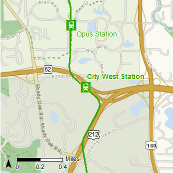 Map showing location of City West Station