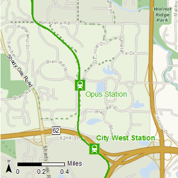 Map showing the location of Opus Station