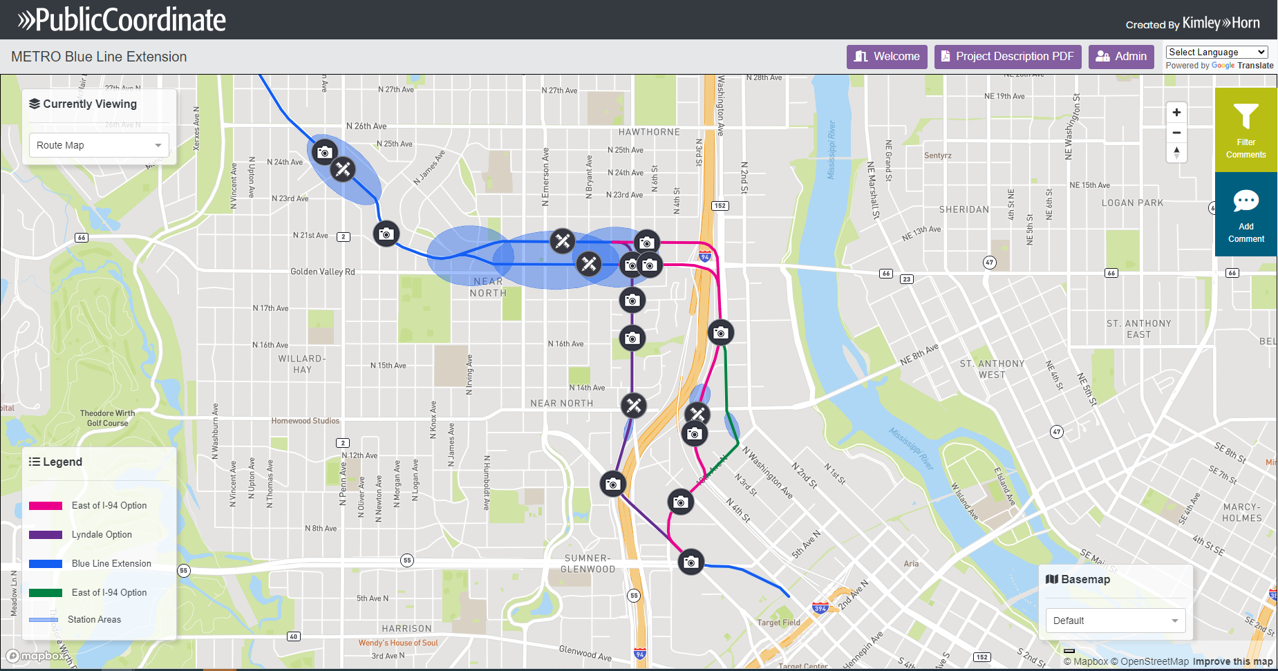 Interactive map of potential Blue Line Extension station locations and visualizations