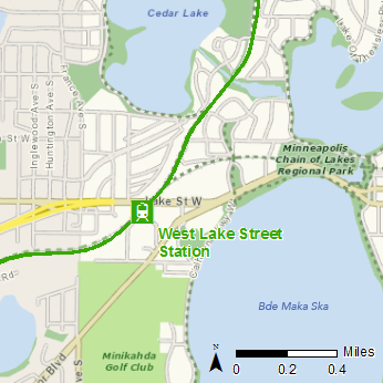 Map showing location of West Lake Street Station