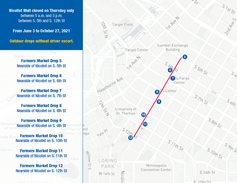 Map version of the dropoff list above.