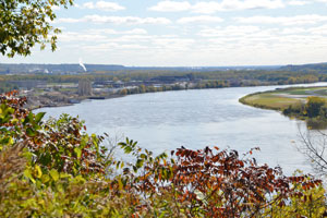 The Mississippi River with the Metro Wastewater Treatment Plant in the background.