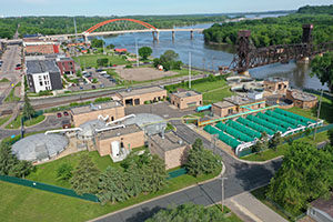 Aerial photo of the Hastings Wastewater Treatment Plant.
