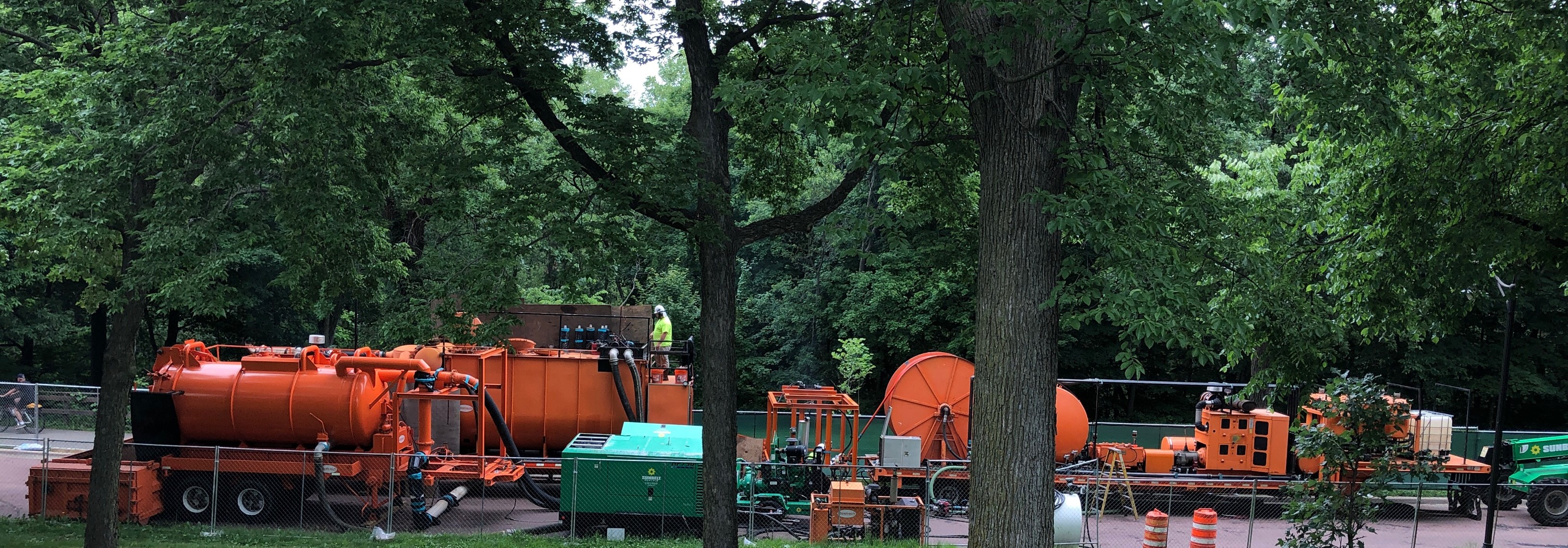 Photo of orange sewer cleaning equipment