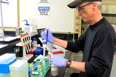 Steve Balogh testing wastewater for COVID-19.