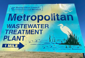 Metropolitan Wastewater Treatment Plant sign.