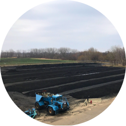 Rows of biosolids